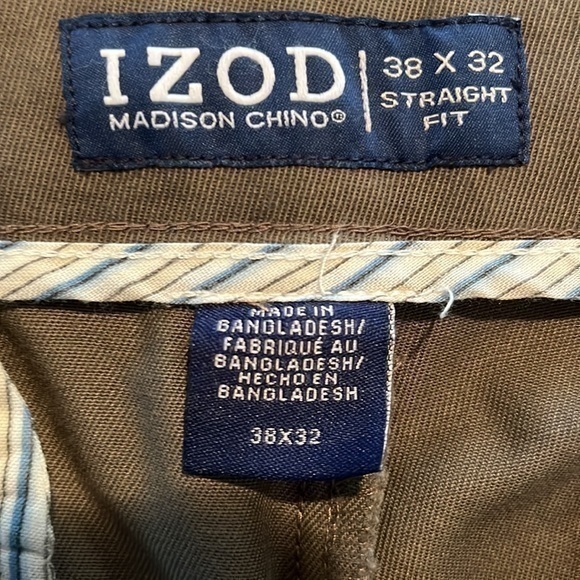 IZOD Madison‎ Chino 38x32 , Men’s, straight fit, olive, New without tags - Picture 3 of 9